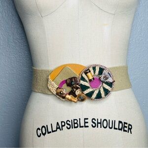 80s Artistic Beige statement Belt art to wear